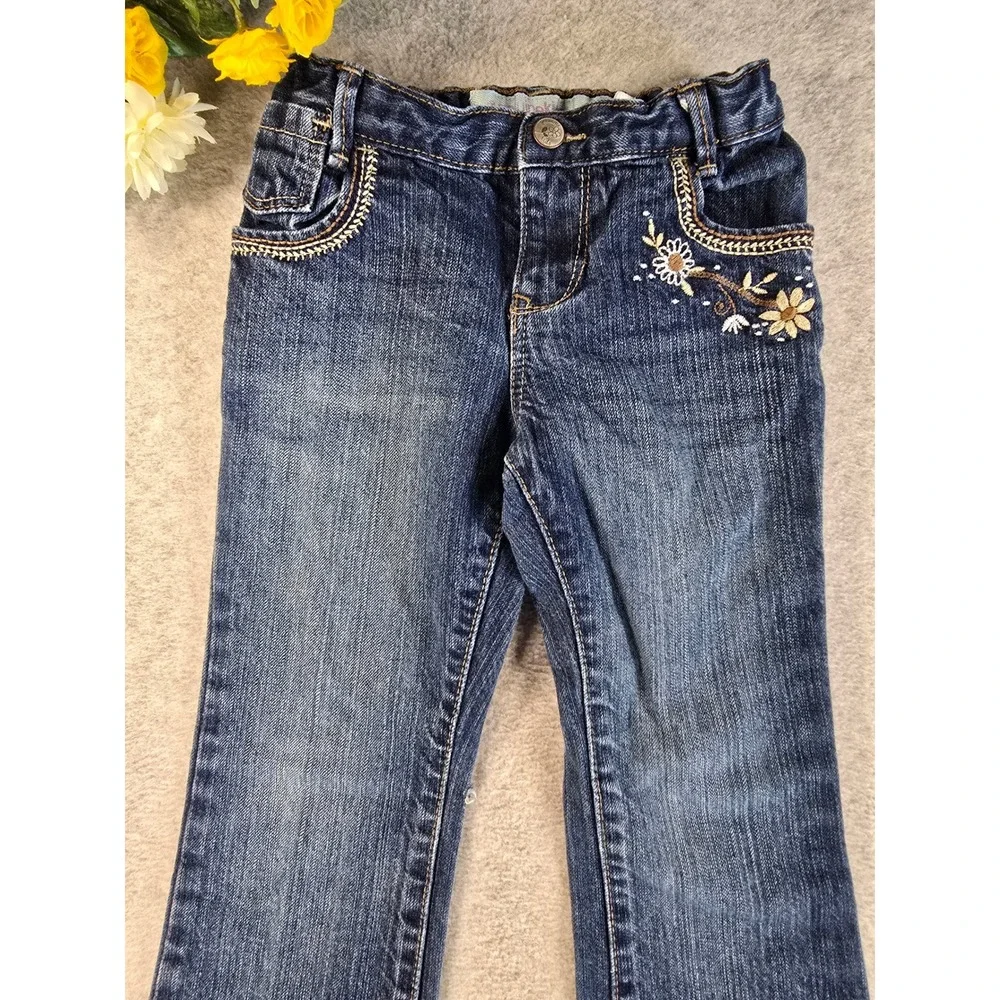 Genuine Kids by OshKosh Girls 5T Dark Wash Floral Embroidered Flare Jeans Target